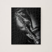 Antike Klarinette Stillleben, B&W Puzzle (Vertikal)