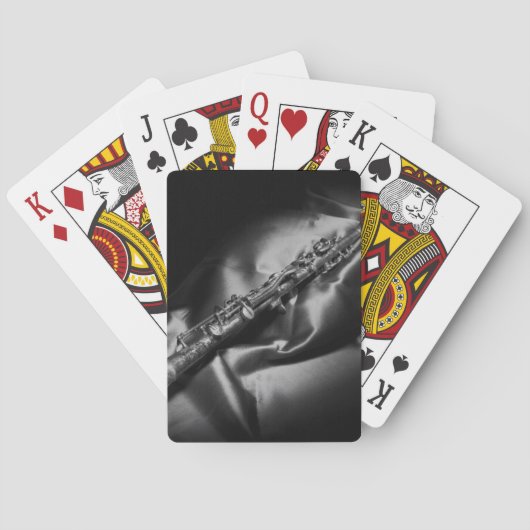 Antike Klarinette Stillleben, B&W Spielkarten (Rückseite)