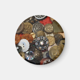 Antike Knopf-Collage-Magnet (rund) Magnet