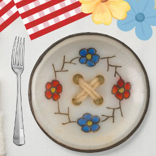 Antike Knopf-Rund-Papierplatte Pappteller