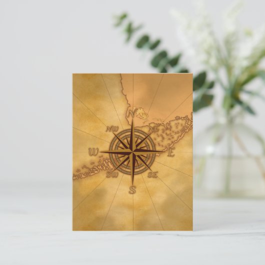 Antike Kompass-Rose Postkarte (Stehend Vorderseite)