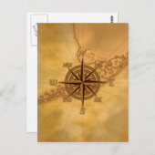 Antike Kompass-Rose Postkarte (Vorne/Hinten)
