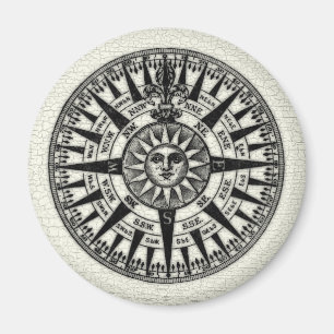 Antike Kompassrose Sonne Magnet