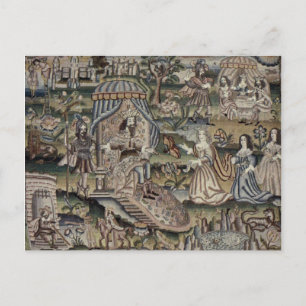 Antike Königin Esther-Tapisserie Stickerei Lila Postkarte