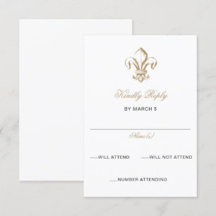 Antike königliche goldene französische Fleur de Li RSVP Karte