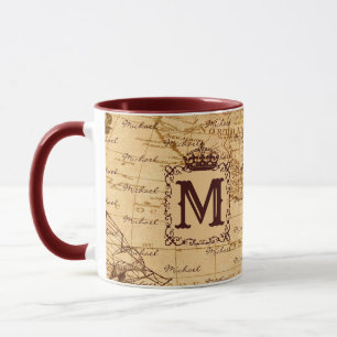 Antike königliche Weltkarte im rustikalen Stil Tasse
