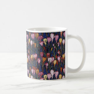 Antike Krokusblumen in einem Garten, Blumenmuster Kaffeetasse