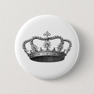 Antike Krone Schwarz und Weiß Button