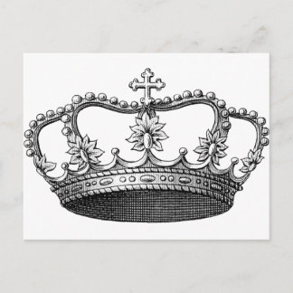 Antike Krone Schwarz und Weiß Postkarte