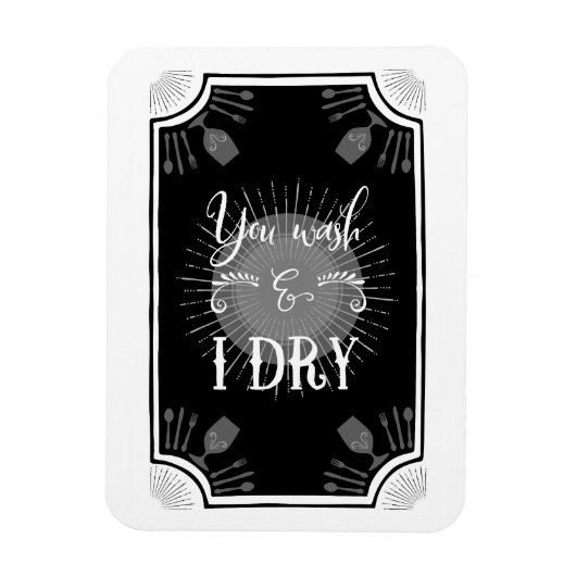 Antike Küche Zeichen - Sie waschen & trocknen Magnet (Vertikal)