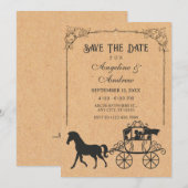 Antike Kutsche mit Pferd Save The Date (Vorne/Hinten)