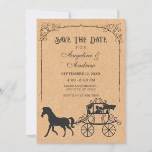 Antike Kutsche mit Pferd Save The Date