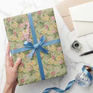 Antike Landhaus-Blumenmuster mit Wetterpatina Geschenkpapier