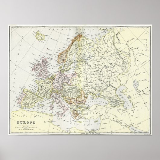 Antike Landkarte Europas Poster (Vorne)