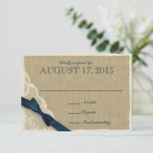 Antike Landkarte für Spitzen und Marine RSVP Karte (Stehend Vorderseite)