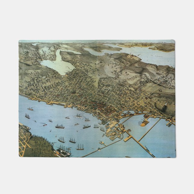 Antike Landkarte Stadt Seattle Washington Fußmatte (Vorderseite)