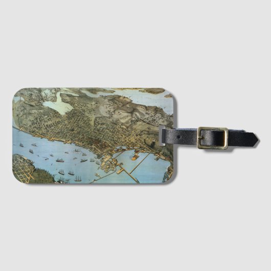 Antike Landkarte Stadt Seattle Washington Gepäckanhänger (Vorderseite (Horizontal))