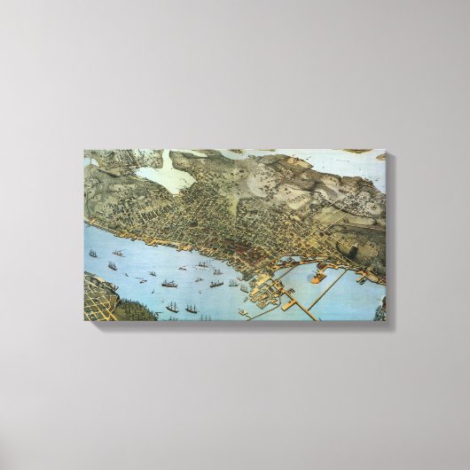 Antike Landkarte Stadt Seattle Washington Leinwanddruck (Vorderseite)