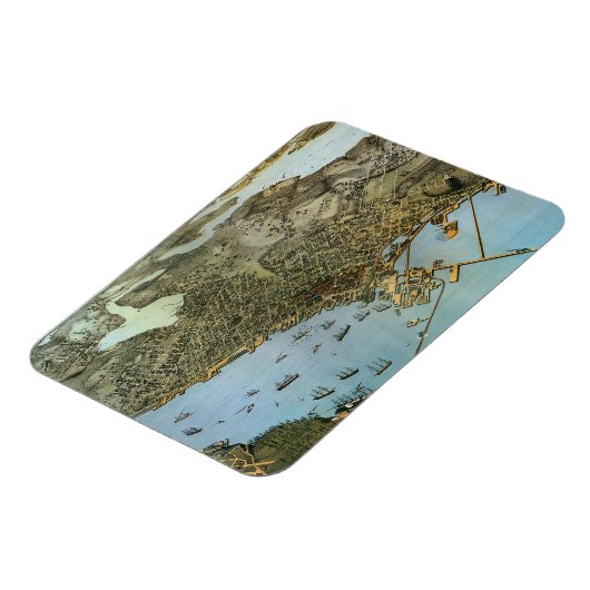 Antike Landkarte Stadt Seattle Washington Magnet (Linke Seite)