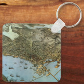Antike Landkarte Stadt Seattle Washington Schlüsselanhänger (Rückseite)