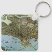 Antike Landkarte Stadt Seattle Washington Schlüsselanhänger (Rückseite)