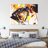 Antike Laterne mit Herbstlaub Leinwanddruck (Insitu (Schlafzimmer))