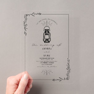 Antike Laterne Rustikale Florale Hochzeit Acryleinladungen