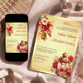 Antike Laternenrot Vintage muslimische Hochzeit Einladung