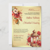 Antike Laternenrot Vintage muslimische Hochzeit Einladung (Vorderseite)
