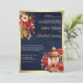 Antike Laternenroter Hochzeit der muslimischen Mar Einladung (Stehend Vorderseite)