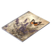 Antike Lavendel-Schmetterlings-Illustration Notizblock (Linke Seite)
