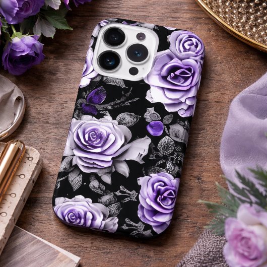 Antike Lavendel- und Graue Rose iPhone Hülle