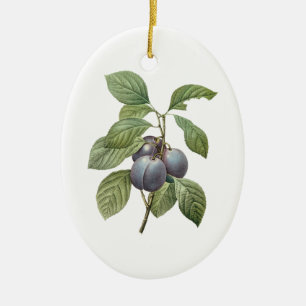 Antike Lebensmittel Frucht, Lila Gartenpflaumen vo Keramik Ornament