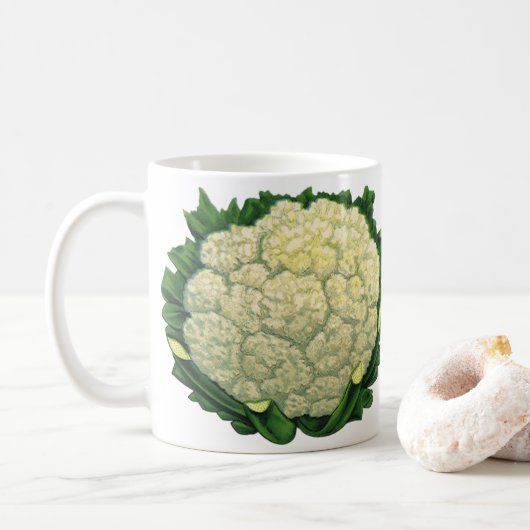 Antike Lebensmittel Gemüse Blumenkohl Kaffeetasse (Mit Donut)