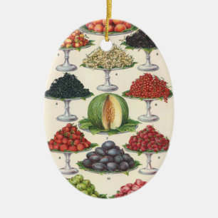 Antike Lebensmittel Sortierte Früchte auf Tabletts Keramikornament