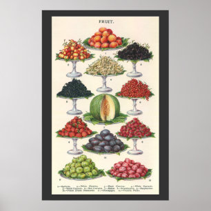 Antike Lebensmittel Sortierte Früchte auf Tabletts Poster
