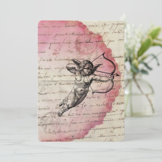 Antike Liebe Letter Cupid Arrow Ephemera Collage Einladung (Stehend Vorderseite)