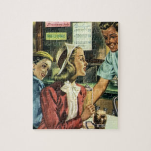 Antike Liebe und Romantik, Dame im Sodashop Puzzle