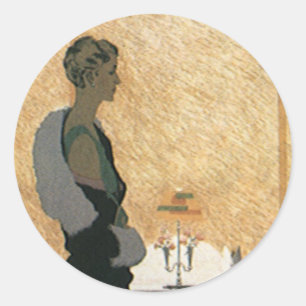 Antike Liebe und Romantik, Elegantes Dinner für Pa Runder Aufkleber