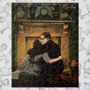 Antike Liebe und Romantik, Romantischer Kamin Kuss Puzzle