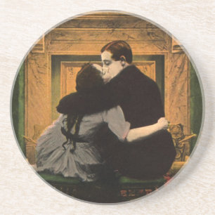 Antike Liebe und Romantik, Romantischer Kamin Kuss Sandstein Untersetzer