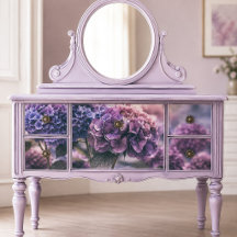 Antike lila-pflaumfarbene Hortensien-Decoupage