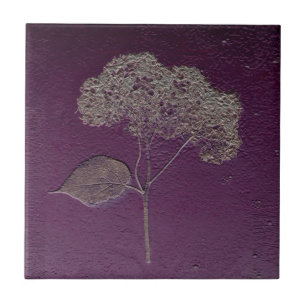 Antike lila silberne metallische Hortensien-Blumen Fliese