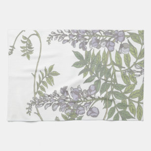 Antike Lila Wisteria mit grünen Blättern und Ranke Handtuch