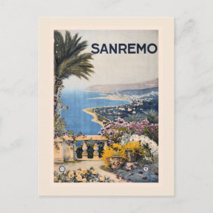 Antike Litho-Werbeanzeige für Reisen nach Sanremo  Postkarte