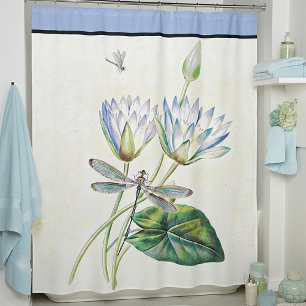 Antike Lotus und Libelle  Duschvorhang