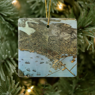 Antike Luftbildkarte der Stadt Seattle, Washington Keramikornament