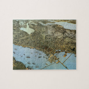 Antike Luftbildkarte der Stadt Seattle, Washington Puzzle