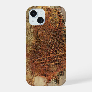 Antike Luftkarte, San Francisco City, Kalifornien iPhone 15 Hülle