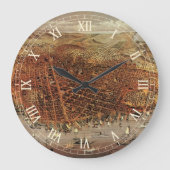 Antike Luftkarte von San Francisco, Kalifornien Große Wanduhr (Vorderseite)